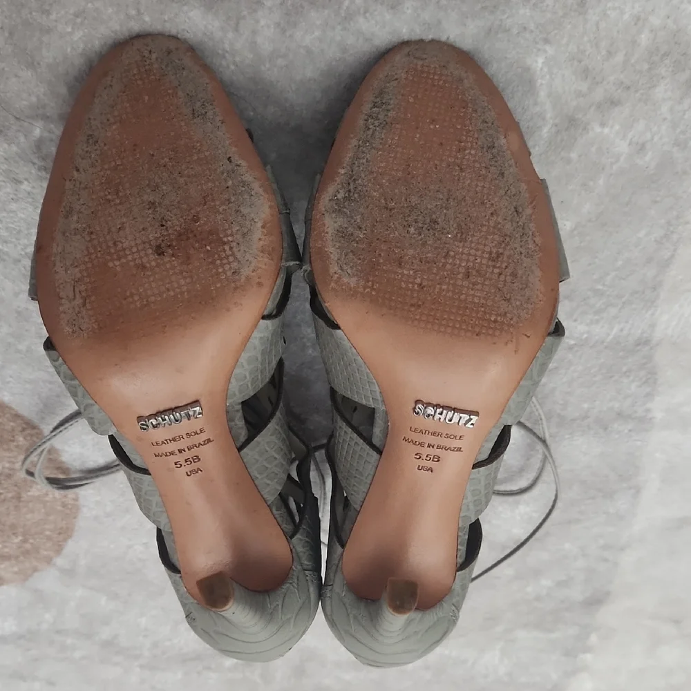 Schutz Elegant Gray Lace-Up Heels - Picture 6 of 7